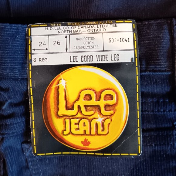 Vintage Lee Kids Corduroy Wide Leg Pants 1970s Deadstock - Picture 4 of 5